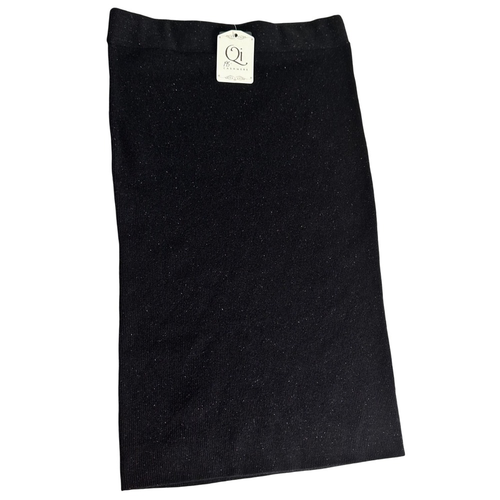 Qi Cashmere Pencil Skirt Womens S Black Confetti 100% Cashmere Midi Knit‎ Skirt